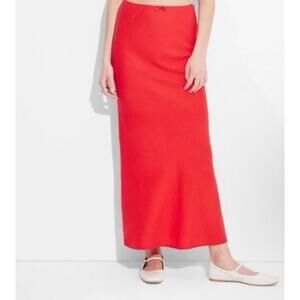 Red Linen Blend Maxi Skirt – Wild Fable Size XL NWOT
